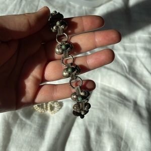 vintage Taxco Turquoise Chain Bracelet Mexico stackable sterling silver 925